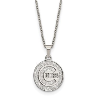 Stainless Steel Major League Baseball LogoArt Chicago Cubs w/2in ext Pendant Necklace