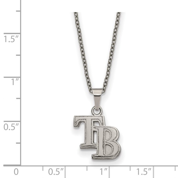 Stainless Steel Major League Baseball LogoArt Tampa Bay Rays w/2in ext Pendant Necklace