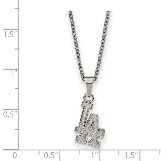 Stainless Steel Major League Baseball LogoArt Los Angeles Dodgers Pendant Necklace