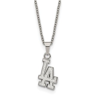 Stainless Steel Major League Baseball LogoArt Los Angeles Dodgers Pendant Necklace