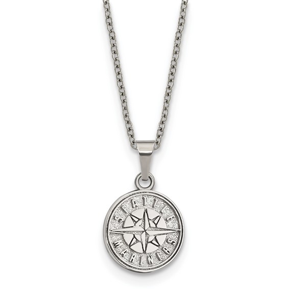 Stainless Steel Major League Baseball LogoArt Seattle Mariners w/2in ext Pendant Necklace