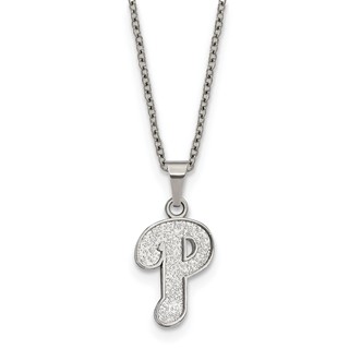 Stainless Steel Major League Baseball LogoArt Philadelphia Phillies w/2in ext Necklace