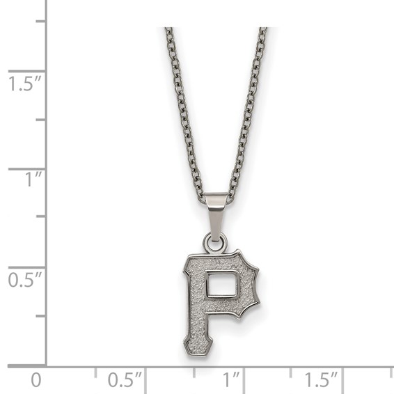 Stainless Steel Major League Baseball LogoArt Pittsburgh Pirates w/2in ext Necklace
