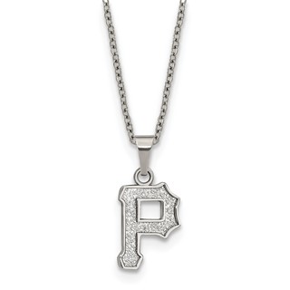Stainless Steel Major League Baseball LogoArt Pittsburgh Pirates w/2in ext Necklace