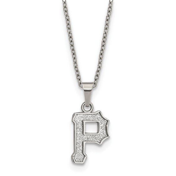 Stainless Steel Major League Baseball LogoArt Pittsburgh Pirates w/2in ext Necklace