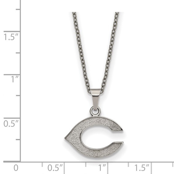Stainless Steel Major League Baseball LogoArt Cincinnati Reds Letter C Pendant Necklace