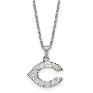 Stainless Steel Major League Baseball LogoArt Cincinnati Reds Letter C Pendant Necklace