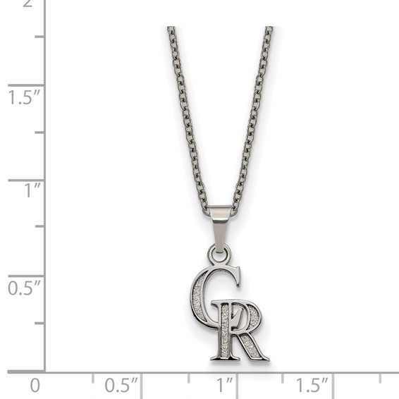Stainless Steel Major League Baseball LogoArt Colorado Rockies C-R Pendant Necklace