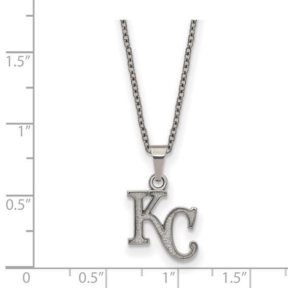 Stainless Steel Major League Baseball LogoArt Kansas City Royals w/2in ext Pendant Necklace