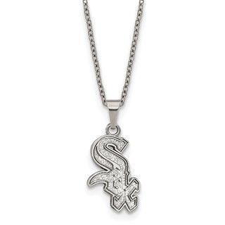 Stainless Steel Major League Baseball LogoArt Chicago White Sox Pendant Necklace