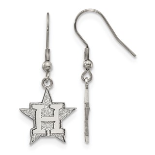 Stainless Steel Major League Baseball LogoArt Houston Astros H Star Dangle Earrings