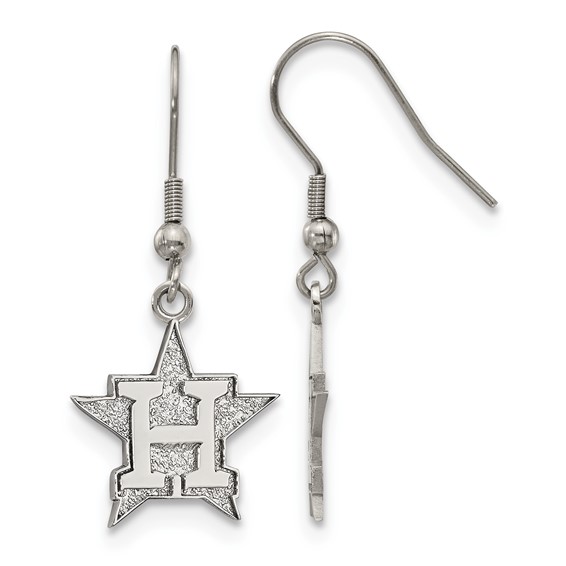 Stainless Steel Major League Baseball LogoArt Houston Astros H Star Dangle Earrings