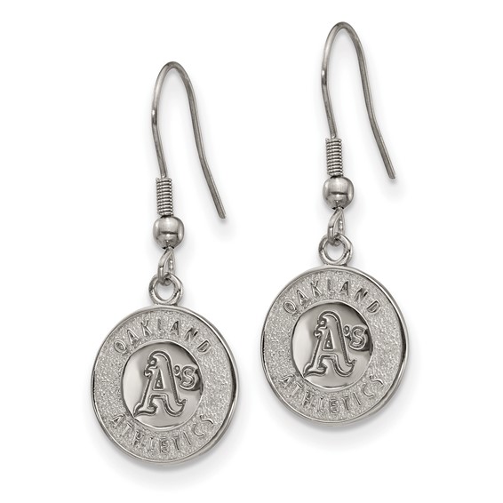 Stainless Steel Major League Baseball LogoArt Oakland Athletics Dangle Earrings