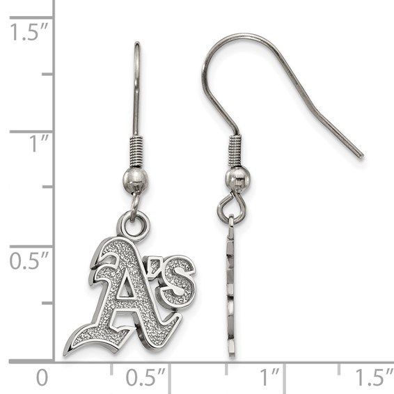 Stainless Steel Major League Baseball LogoArt Oakland Athletics Dangle Earrings