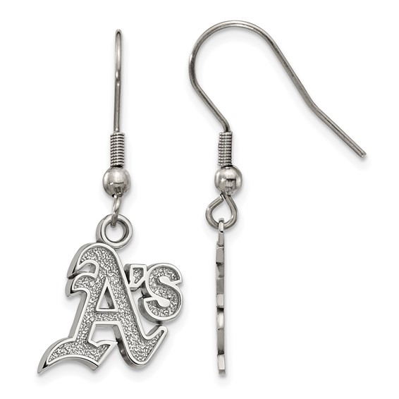 Stainless Steel Major League Baseball LogoArt Oakland Athletics Dangle Earrings