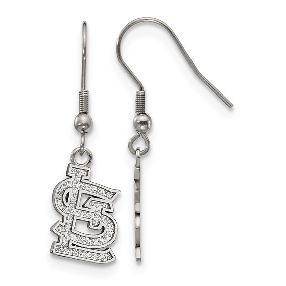 Stainless Steel Major League Baseball LogoArt St. Louis Cardinals St. L Dangle Earrings