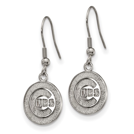 Stainless Steel Major League Baseball LogoArt Chicago Cubs Dangle Earrings