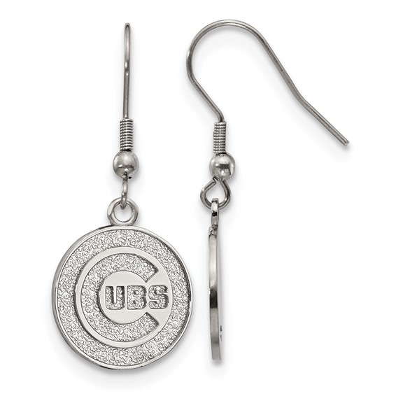Stainless Steel Major League Baseball LogoArt Chicago Cubs Dangle Earrings