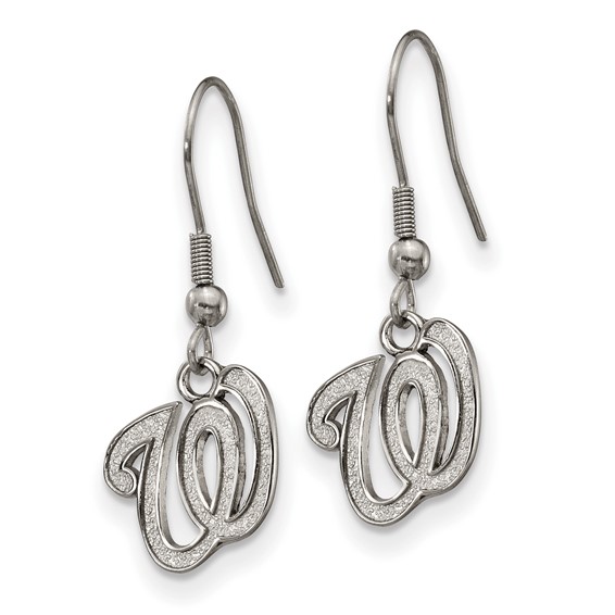 Stainless Steel Major League Baseball LogoArt Washington Nationals Dangle Earrings