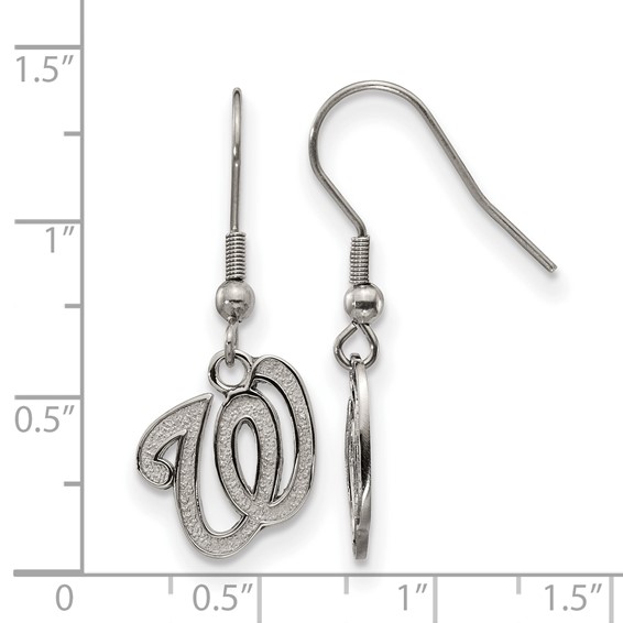 Stainless Steel Major League Baseball LogoArt Washington Nationals Dangle Earrings