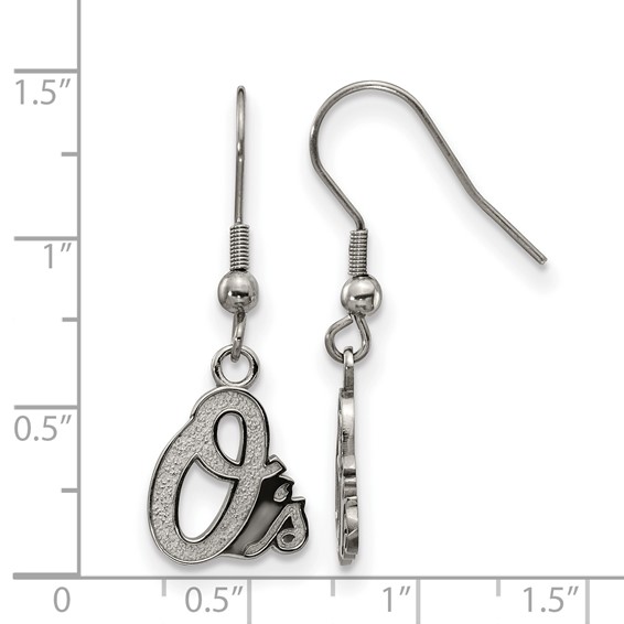 Stainless Steel Major League Baseball LogoArt Baltimore Orioles Dangle Earrings