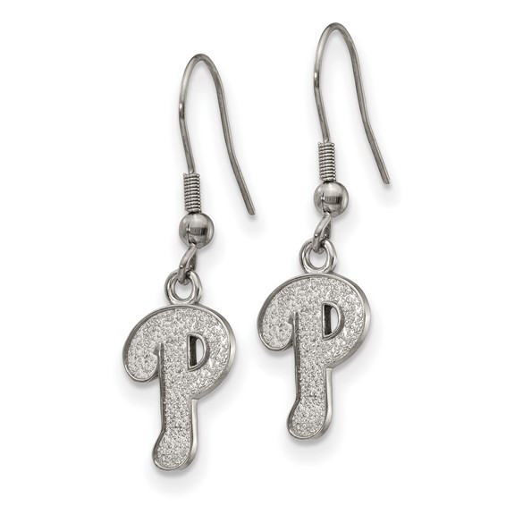 Stainless Steel Major League Baseball LogoArt Philadelphia Phillies Dangle Earrings