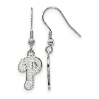 Stainless Steel Major League Baseball LogoArt Philadelphia Phillies Dangle Earrings