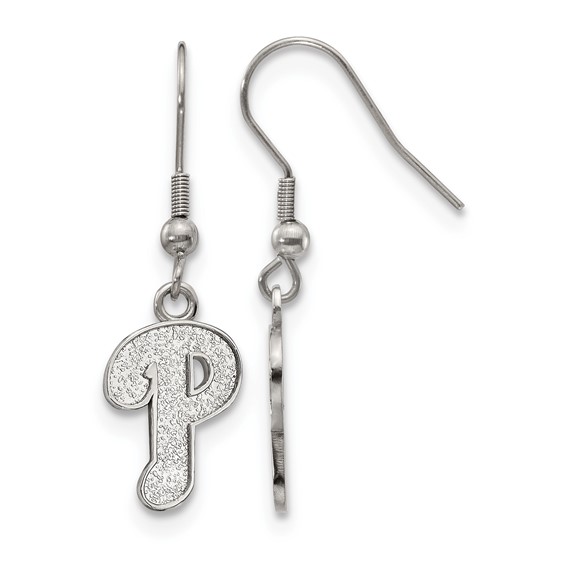 Stainless Steel Major League Baseball LogoArt Philadelphia Phillies Dangle Earrings