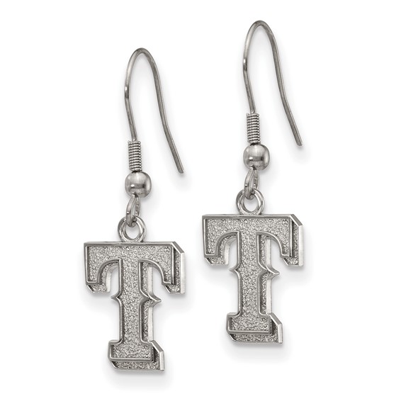 Stainless Steel Major League Baseball LogoArt Texas Rangers Letter T Dangle Earrings