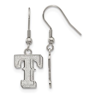 Stainless Steel Major League Baseball LogoArt Texas Rangers Letter T Dangle Earrings