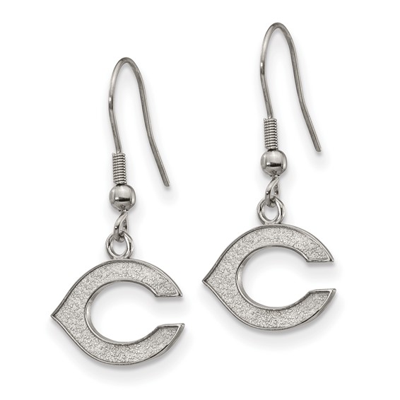 Stainless Steel Major League Baseball LogoArt Cincinnati Reds Letter C Dangle Earrings