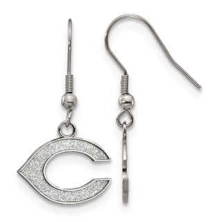 Stainless Steel Major League Baseball LogoArt Cincinnati Reds Letter C Dangle Earrings
