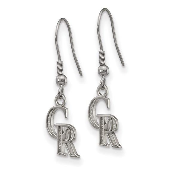 Stainless Steel Major League Baseball LogoArt Colorado Rockies C-R Dangle Earrings