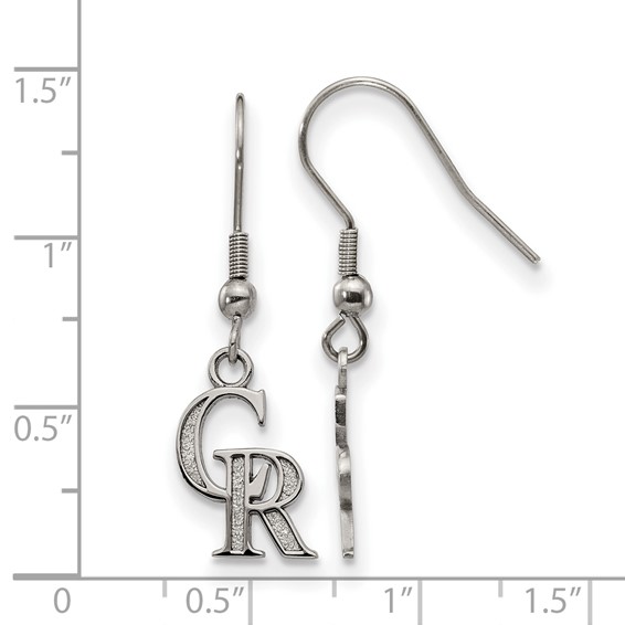 Stainless Steel Major League Baseball LogoArt Colorado Rockies C-R Dangle Earrings