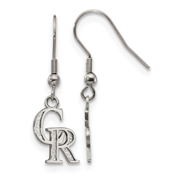 Stainless Steel Major League Baseball LogoArt Colorado Rockies C-R Dangle Earrings