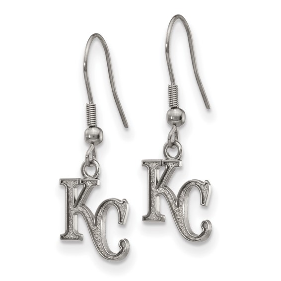 Stainless Steel Major League Baseball LogoArt Kansas City Royals K-C Dangle Earrings