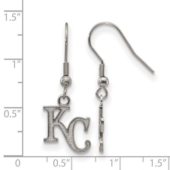 Stainless Steel Major League Baseball LogoArt Kansas City Royals K-C Dangle Earrings