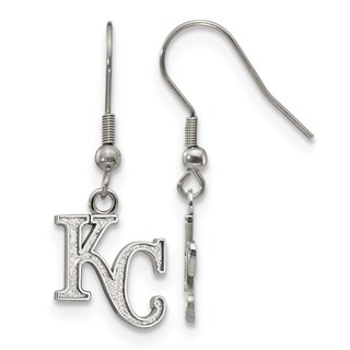 Stainless Steel Major League Baseball LogoArt Kansas City Royals K-C Dangle Earrings
