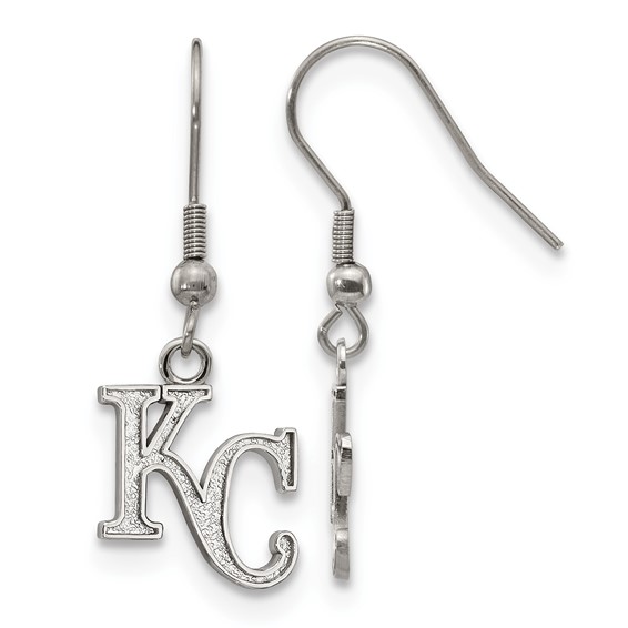 Stainless Steel Major League Baseball LogoArt Kansas City Royals K-C Dangle Earrings