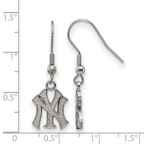 Stainless Steel Major League Baseball LogoArt New York Yankees N-Y Dangle Earrings
