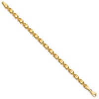14K Yellow Gold Brushed and Polished -X-Design Stampato Bracelet - 7in view 2