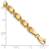 14K Yellow Gold Brushed and Polished -X-Design Stampato Bracelet - 7in view 3