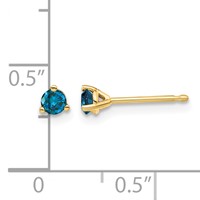 14K Yellow Gold.25ct Blue Diamond Stud Earrings view 2