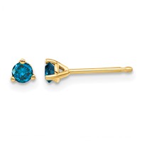 14K Yellow Gold.25ct Blue Diamond Stud Earrings view 1