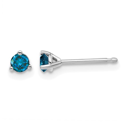 14K White Gold.25ct Blue Diamond Stud Earrings