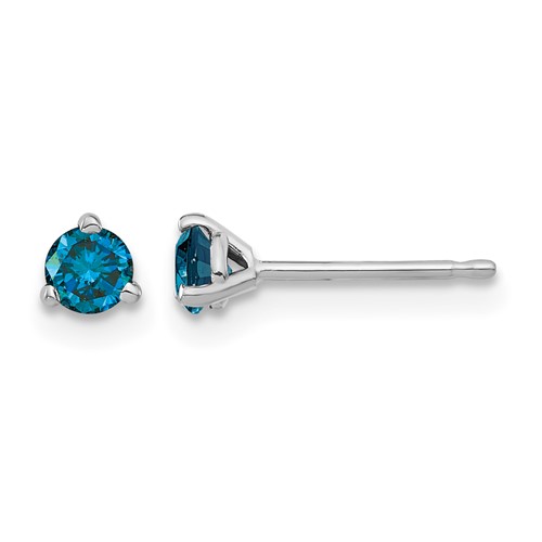 14K White Gold.33ct Blue Diamond Stud Earrings