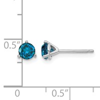 14K .75ct Blue Diamond Stud Earrings view 2