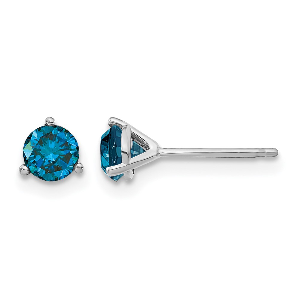14K .75ct Blue Diamond Stud Earrings