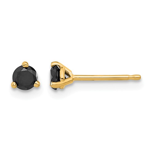 14K Yellow Gold 0.33 Carat Black Diamond Stud Earrings