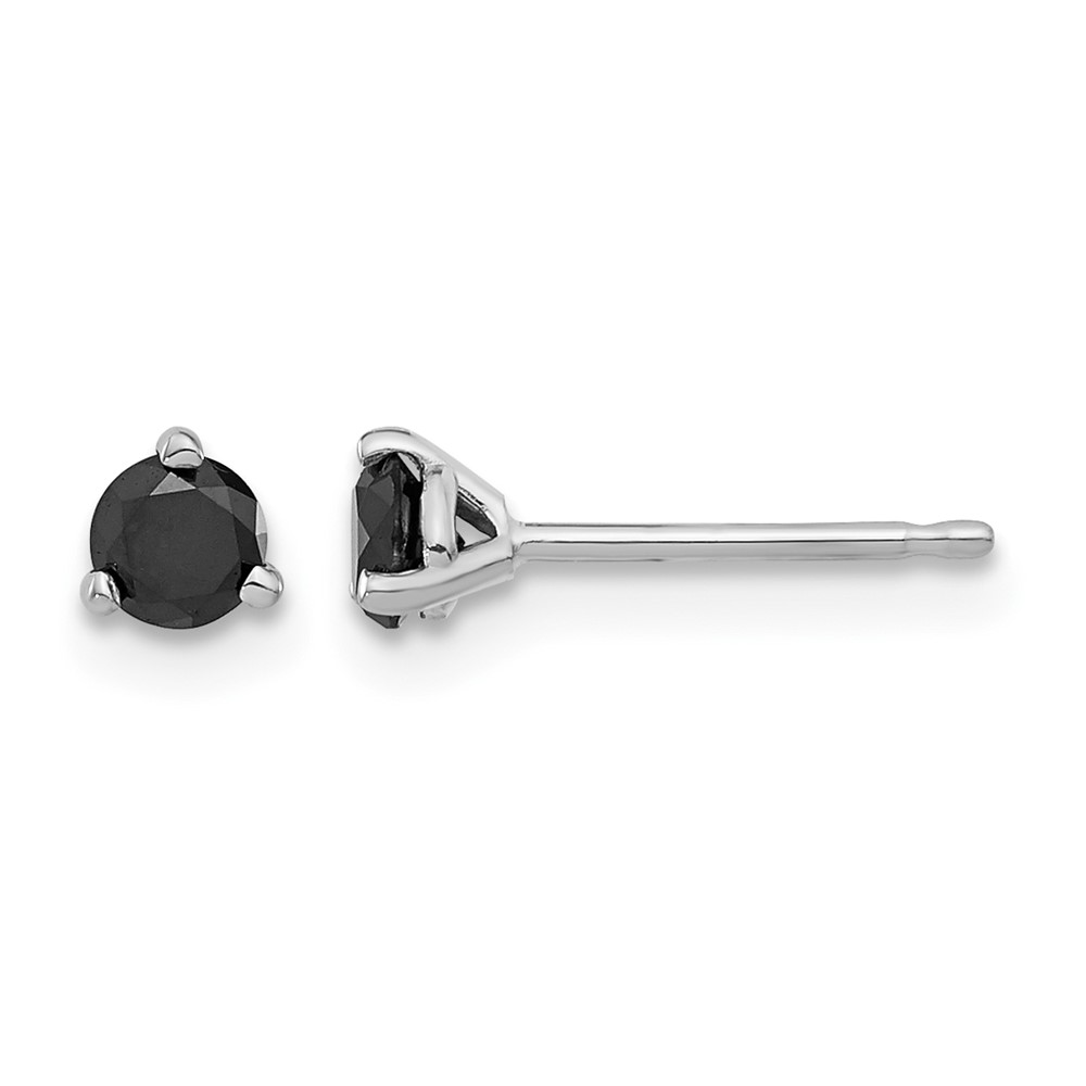 14K White Gold 0.333333 Carat Black Diamond Stud Earrings